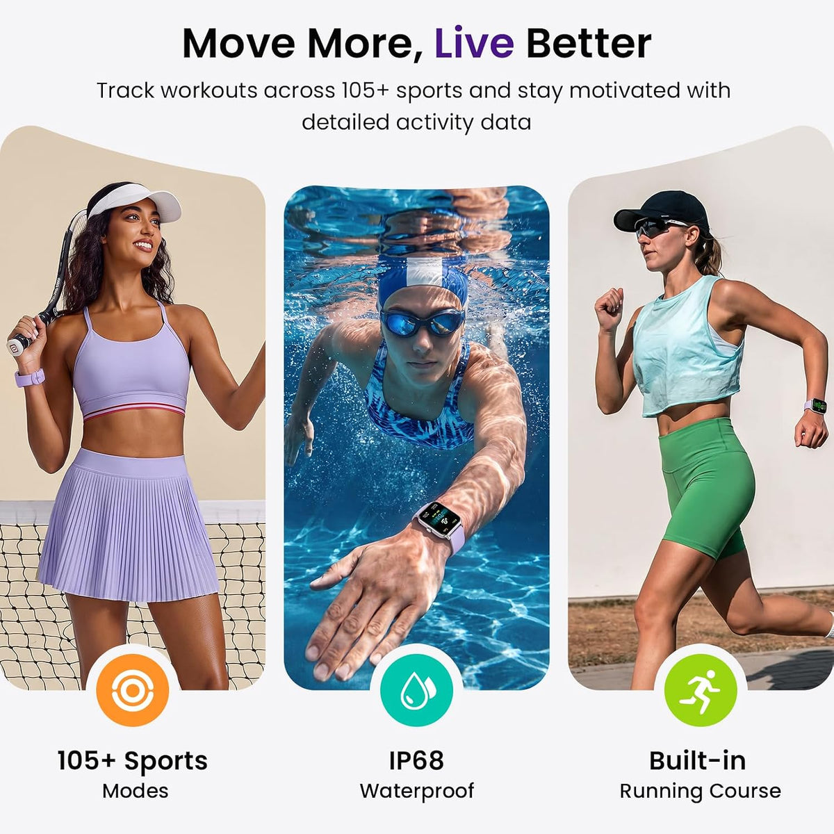 Fitpolo Relojes inteligentes para mujeres y hombres, Alexa incorporado de 1.8 pulgadas, reloj de seguimiento de actividad para Android iOS, rastreador de actividad impermeable con 100 deportes, GPS