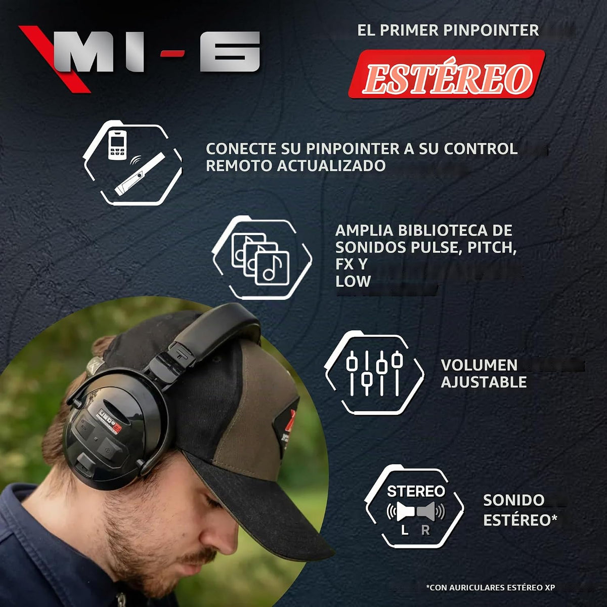 XP MI-6 Pinpointer: Estéreo y totalmente conectado con detectores XP para adultos