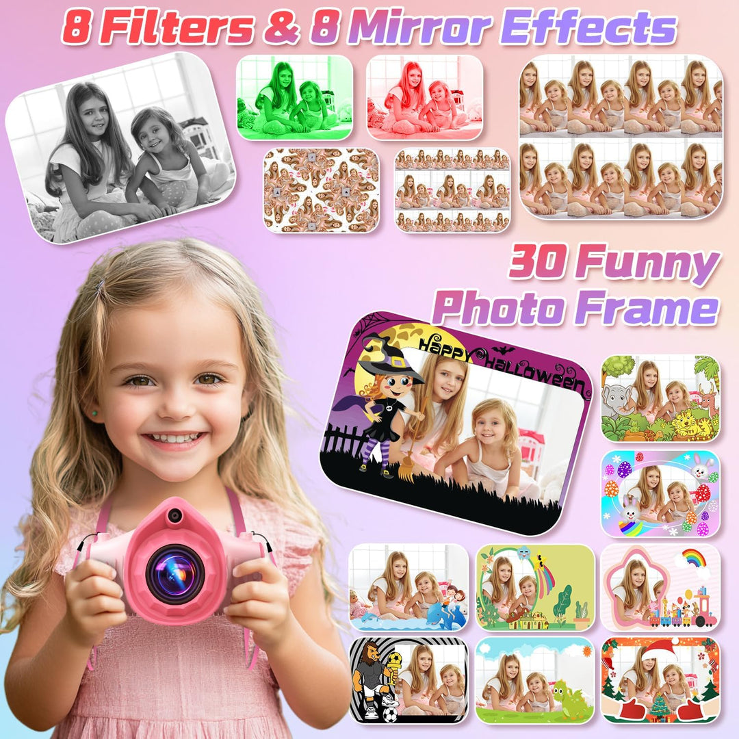 Uffylle Cámara para niños con proyector, selfie de pantalla grande...