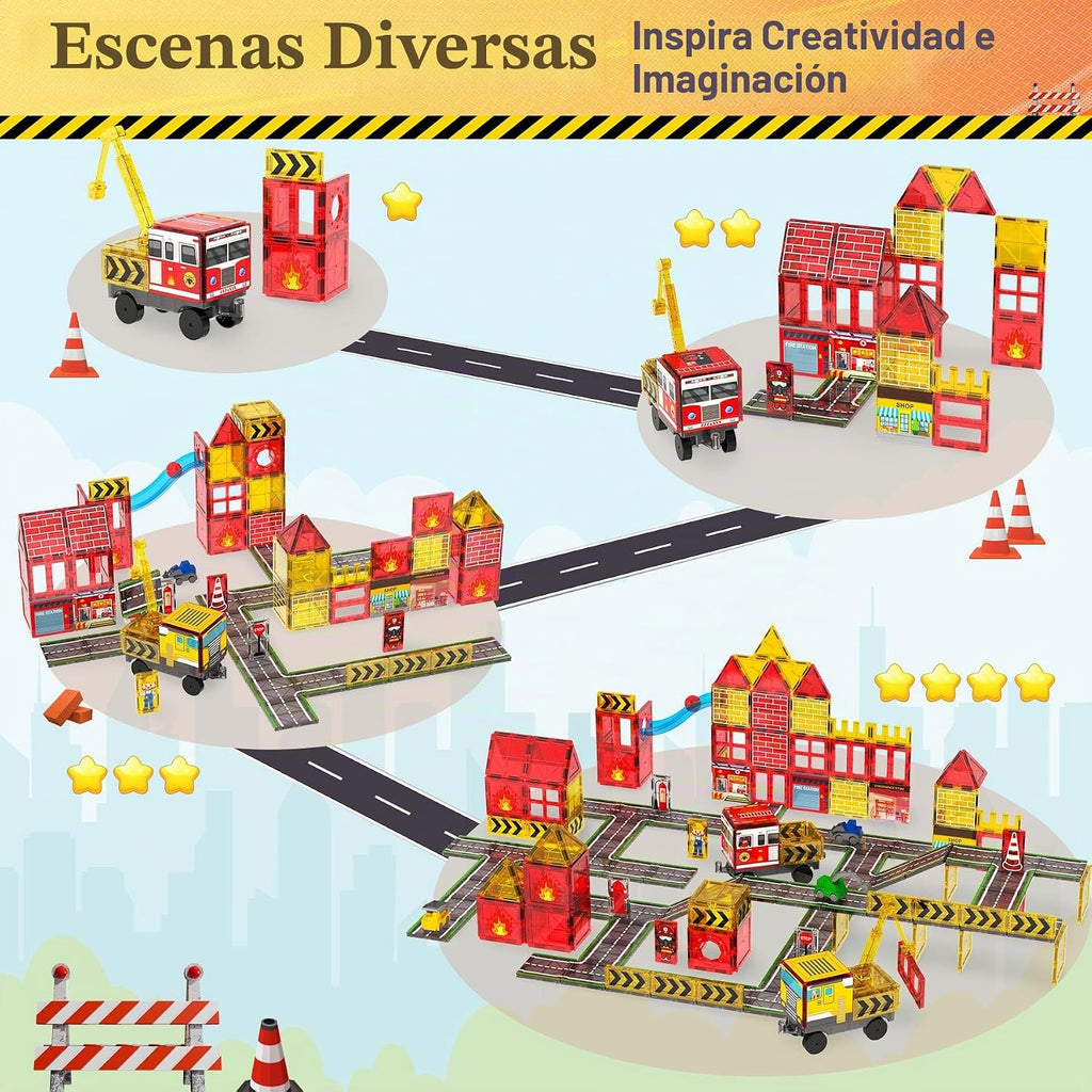 Azulejos magnéticos para niños de 4 a 8 años, estación de camión de