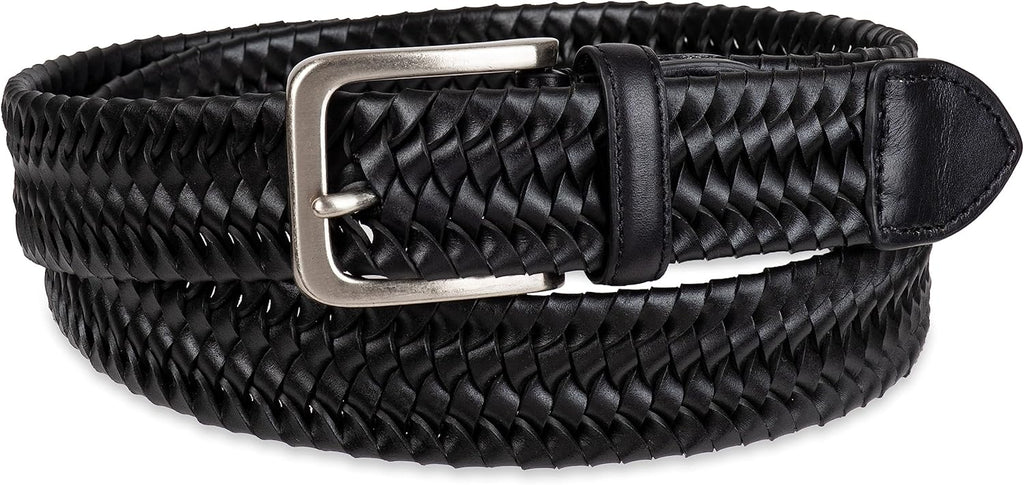 Tommy Bahama Cinturón de cuero trenzado para hombre, diseño elástic...