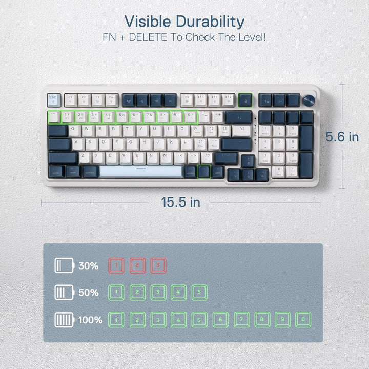 Redragon K686 PRO Teclado Gaming Inalámbrico RGB con Gasket de 98 T...