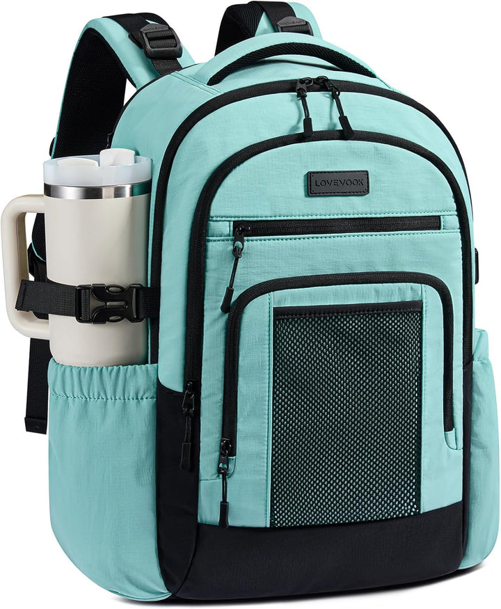 LOVEVOOK Mochila para laptop para mujer, Verde-negro, 15,6 pulg., M...