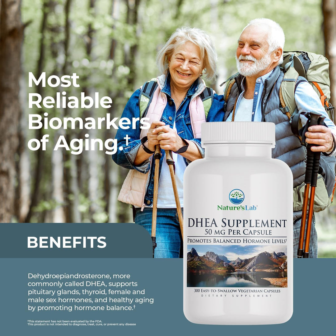 Nature's Lab Suplemento DHEA de 50 mg, promueve niveles hormona...