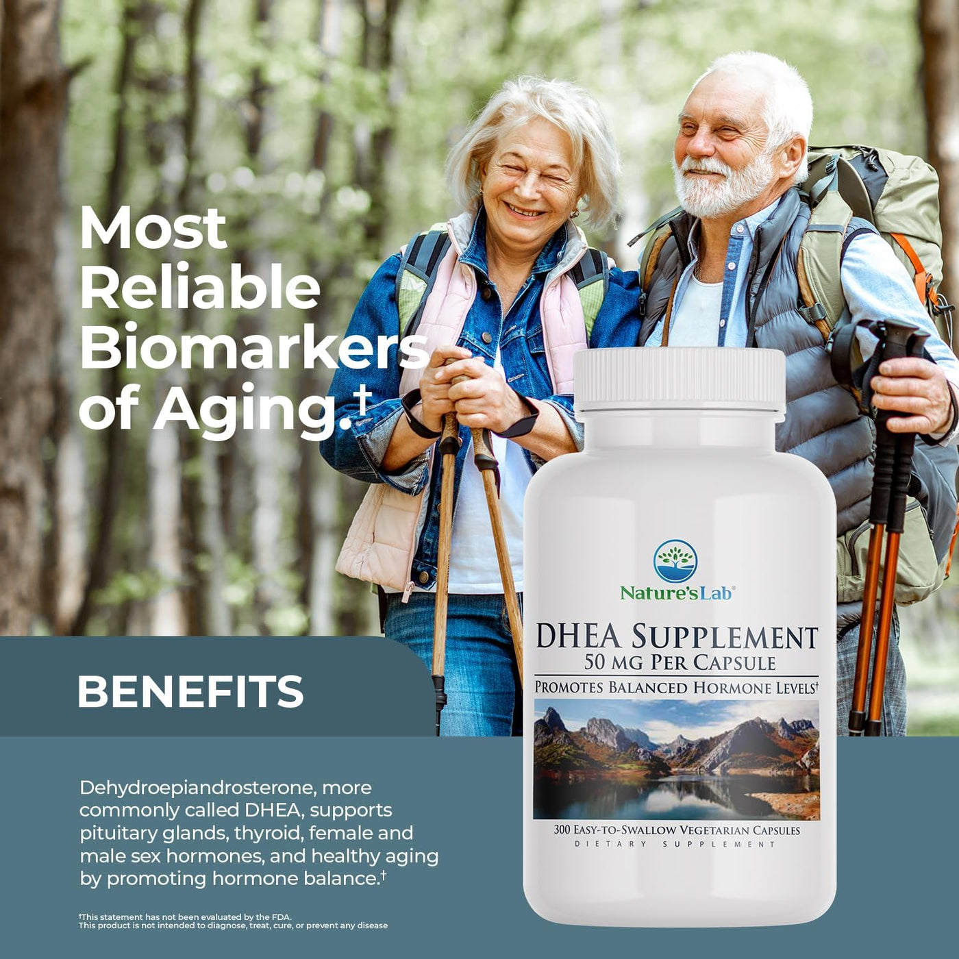 Nature's Lab Suplemento DHEA de 50 mg, promueve niveles hormona...