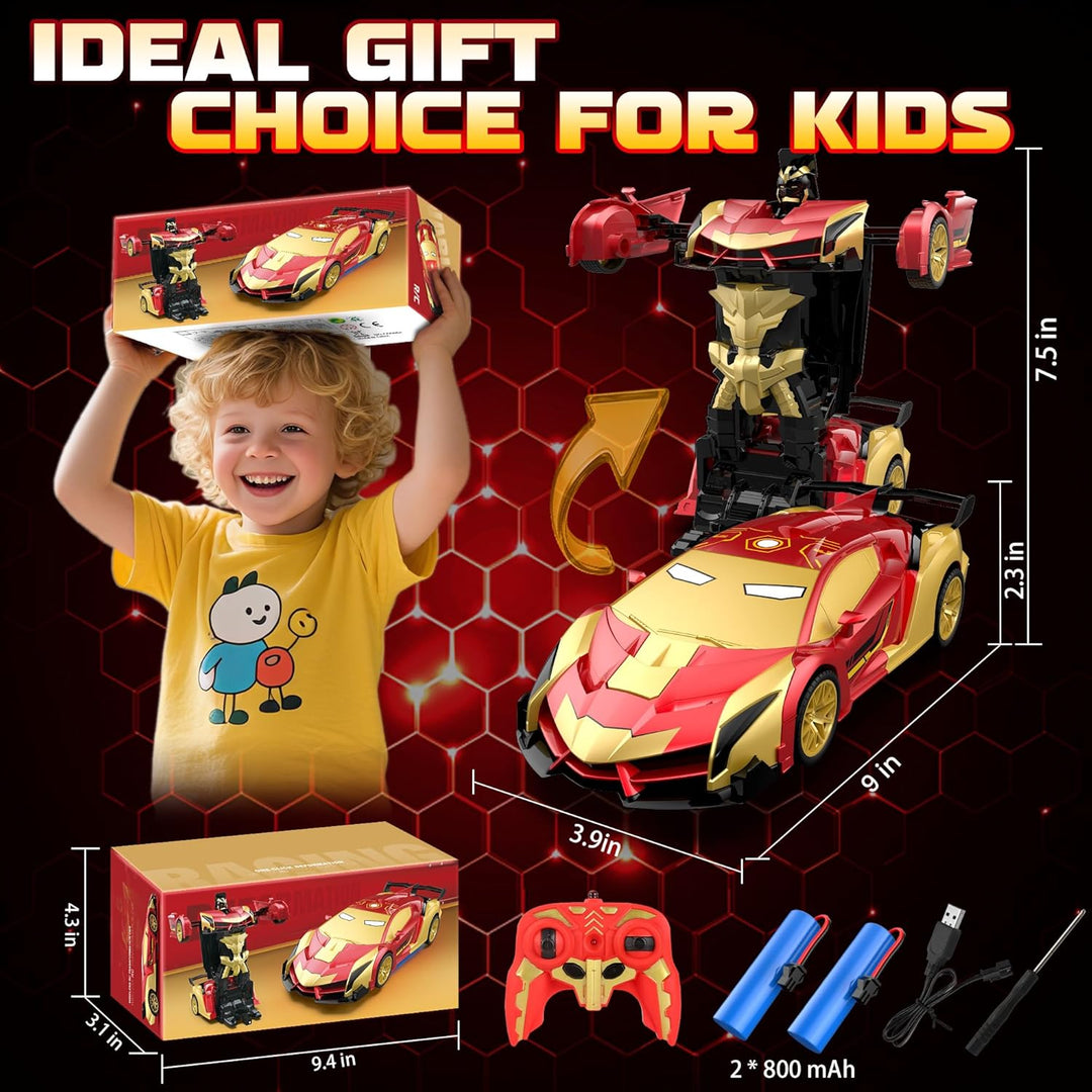 Hero Steel Man Transform RC Cars Toys con luces de ojos y