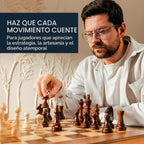 Pointworks Juego de ajedrez, damas y backgammon de 17 pulgadas para adultos, juego de ajedrez de madera combo, tablero plegable portátil de dos lados diseño multi juego, incrustación de nogal y arce