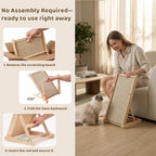 XiaZ Rascador de sisal para gatos, tabla de rascar de madera de 31 pulgadas con 5 alturas ajustables, alfombrilla de sisal reemplazable y almohadilla angular para arañazos para gatos de interior