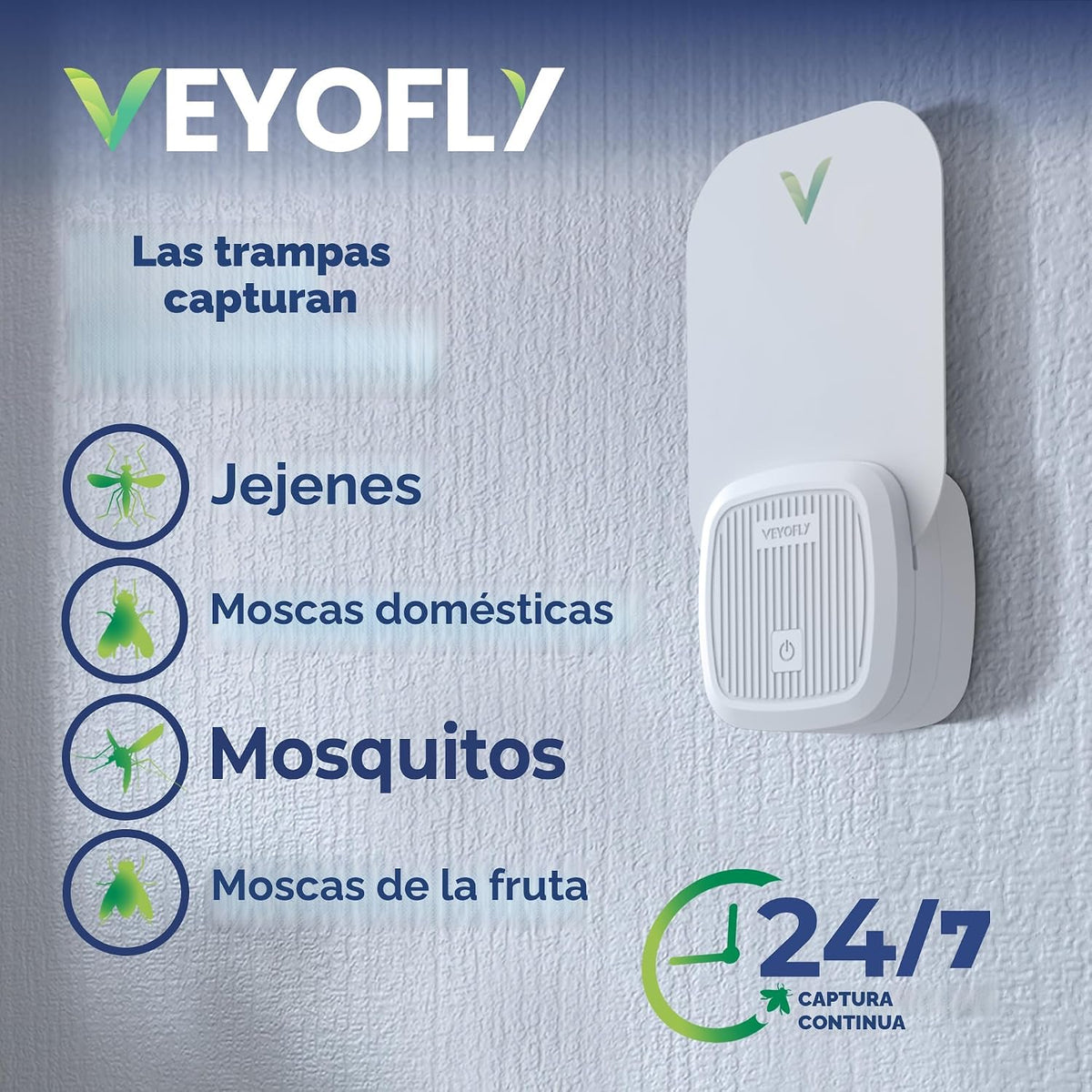 VEYOFLY Trampas para Moscas de la Fruta de Interior Enchufables con UV, Trampa para Mosquitos de Fruta, 2 Dispositivos + 4 Recargas