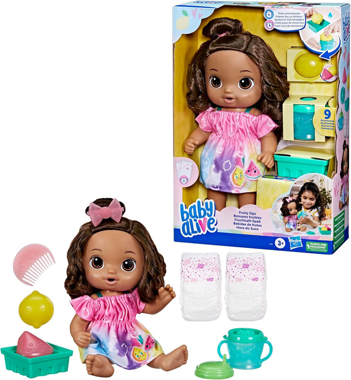 Baby Alive Muñeca Fruity Sips, Limón, Juguetes para niñas de 3 años...