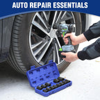 WORKPRO Juego de llaves de impacto poco profundo de 1/2 pulgada, juego de llaves de 6 puntas de acero Cr-V métrico con estuche de almacenamiento para mantenimiento y reparaciones automotrices (14