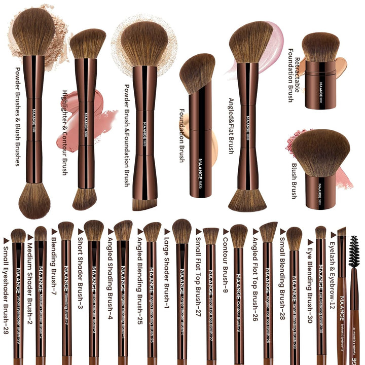MAANGE 20 piezas de brochas de maquillaje con caja de regalo, broch...