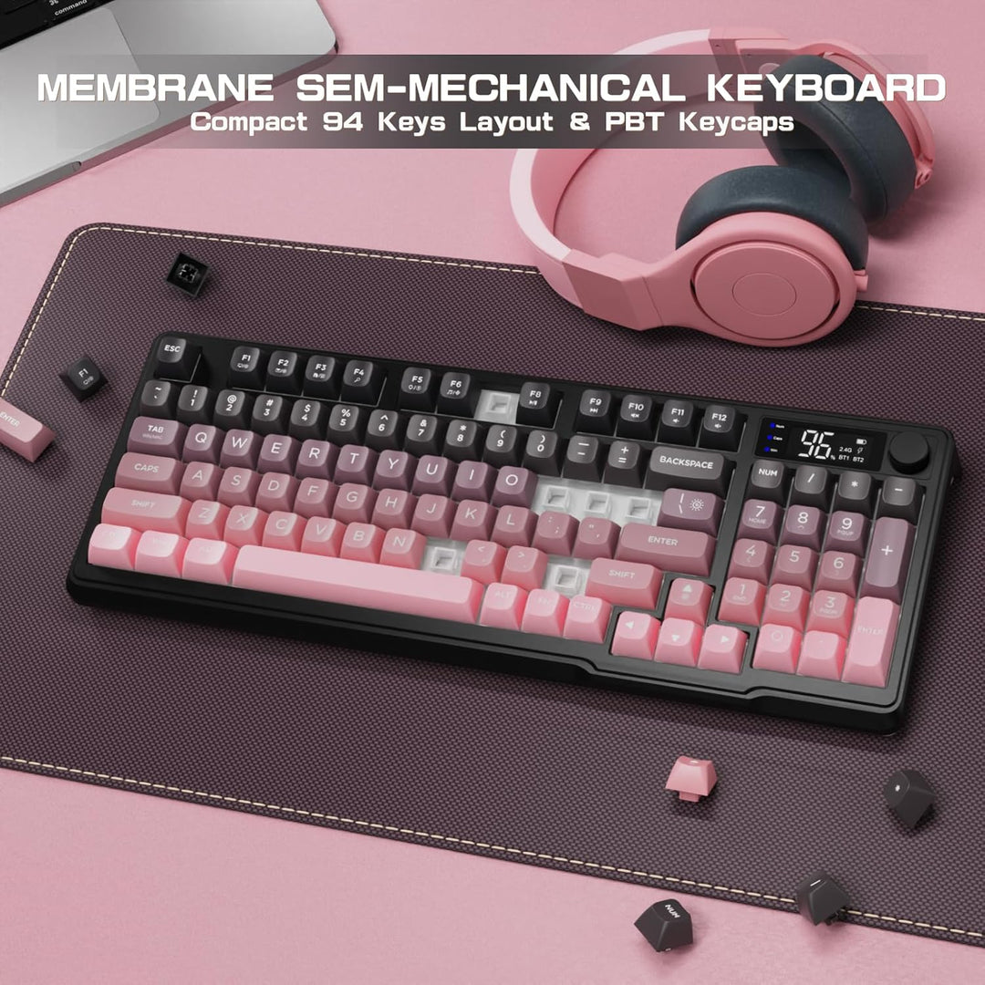 LexonElec Teclado Inalámbrico M96, Teclado de Juegos de Membrana de...