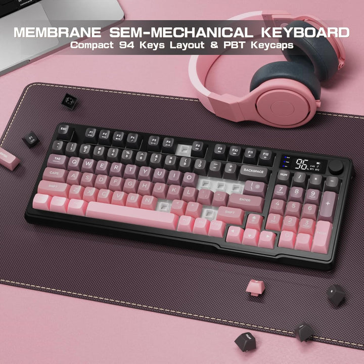LexonElec Teclado Inalámbrico M96, Teclado de Juegos de Membrana de...
