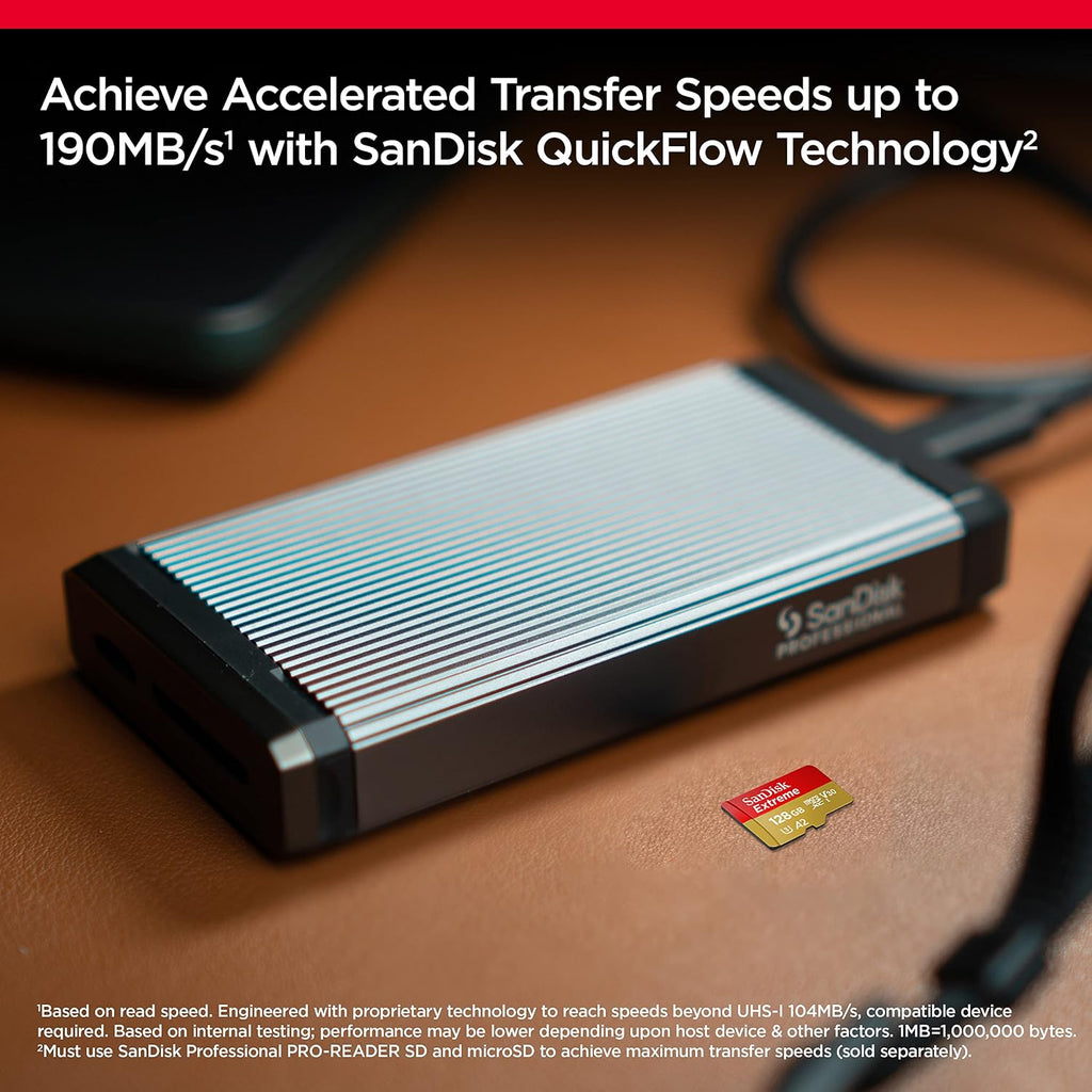SANDISK Tarjeta microSD extrema de 128 GB + adaptador, velocidades de