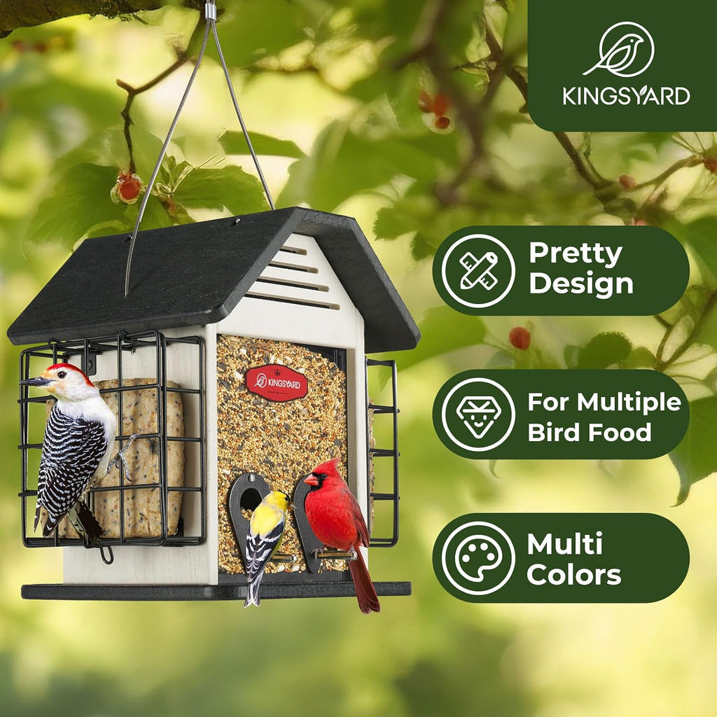 Kingsyard Alimentador de pájaros de madera polivinílica reciclado grande