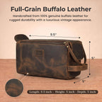 LEATHER VILLAGE Neceser de viaje de cuero genuino para hombres y mujeres, marrón