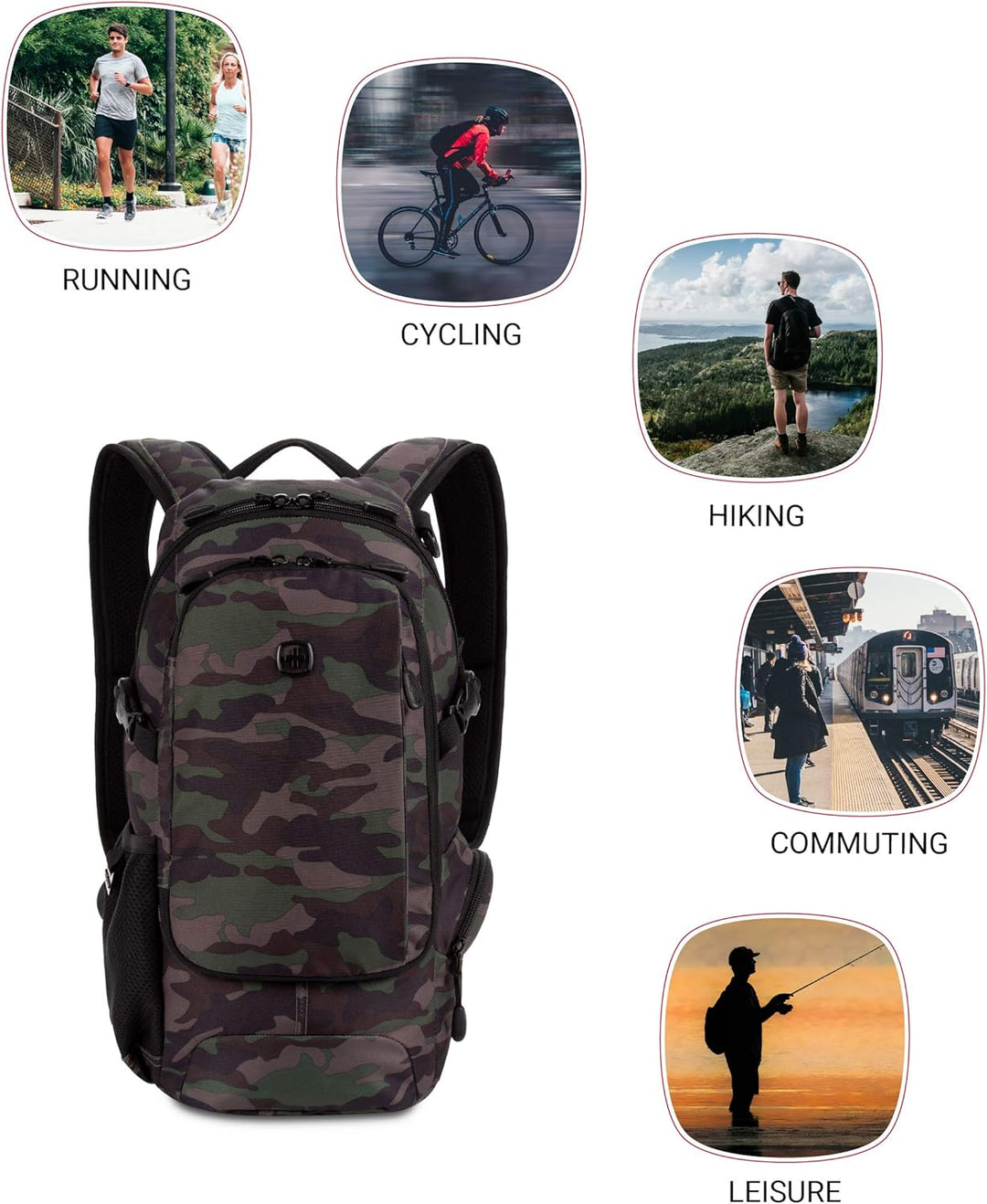 SwissGear 3598 - Mochila estrecha de día, Camuflaje\/Verde