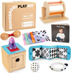 WOODMAM - Juguetes Montessori para bebés de 0 a 6 meses, kit educativo 9 en 1