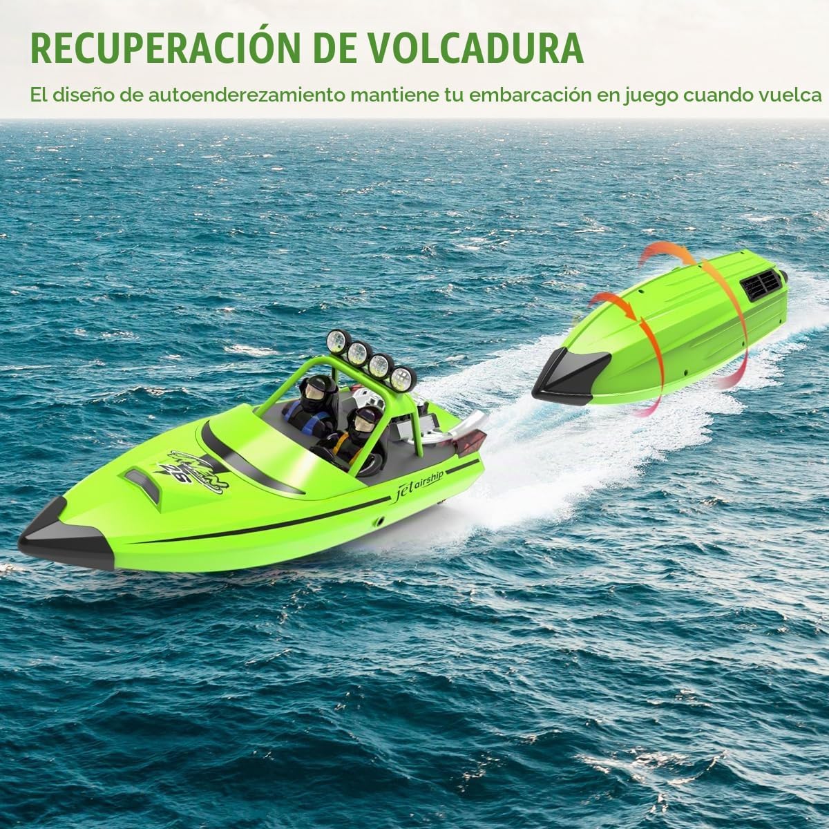 Barco RC para niños y adultos, barcos de control remoto de 2.4 GHz con luz LED para piscina, lagos, agua, 20 MPH de carreras de velocidad rápida, barco de juguete para niños y niñas, 2 baterías