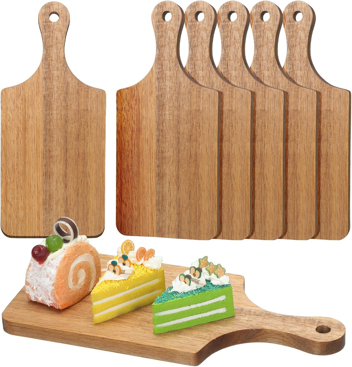 Tabla de cortar gruesa de 6 piezas, tablero de madera a granel para cortar servir embutidos material para grabado láser, día de la madre, boda, inauguración de la casa (Acacia)