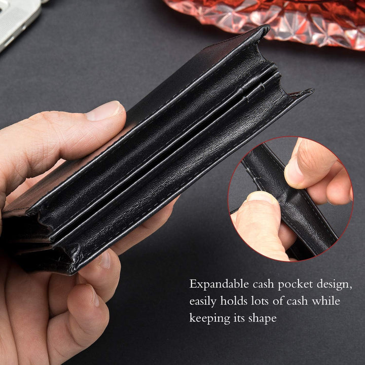 Cartera de cuero para hombre, plegable vertical, con bloqueo RFID,...