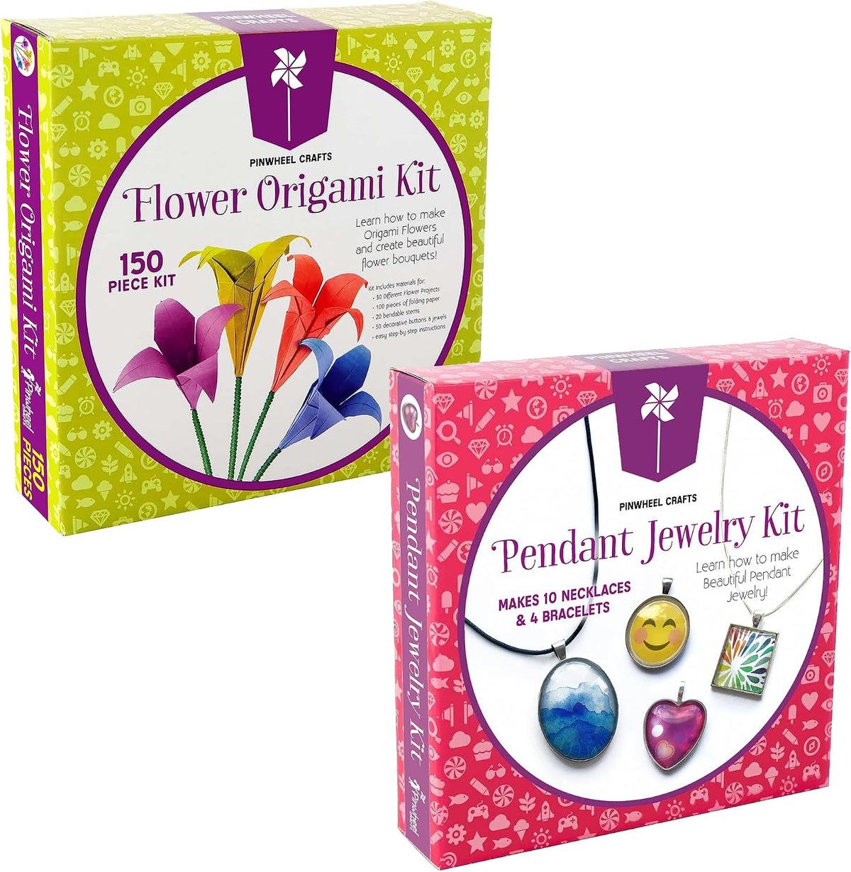 Paquete de joyas de flores y colgantes de origami – Divertido juego de regalo de artes y manualidades para niñas de 8 a 12 años – Crea flores de papel y collares personalizados en casa