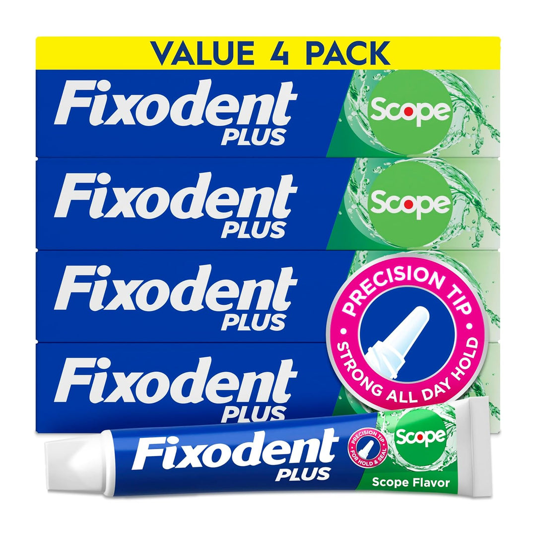 Fixodent Plus Scope - Crema adhesiva para dentaduras postizas, ment...