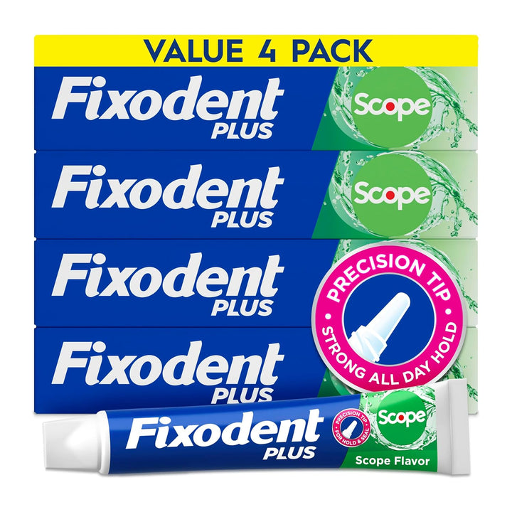 Fixodent Plus Scope - Crema adhesiva para dentaduras postizas, ment...