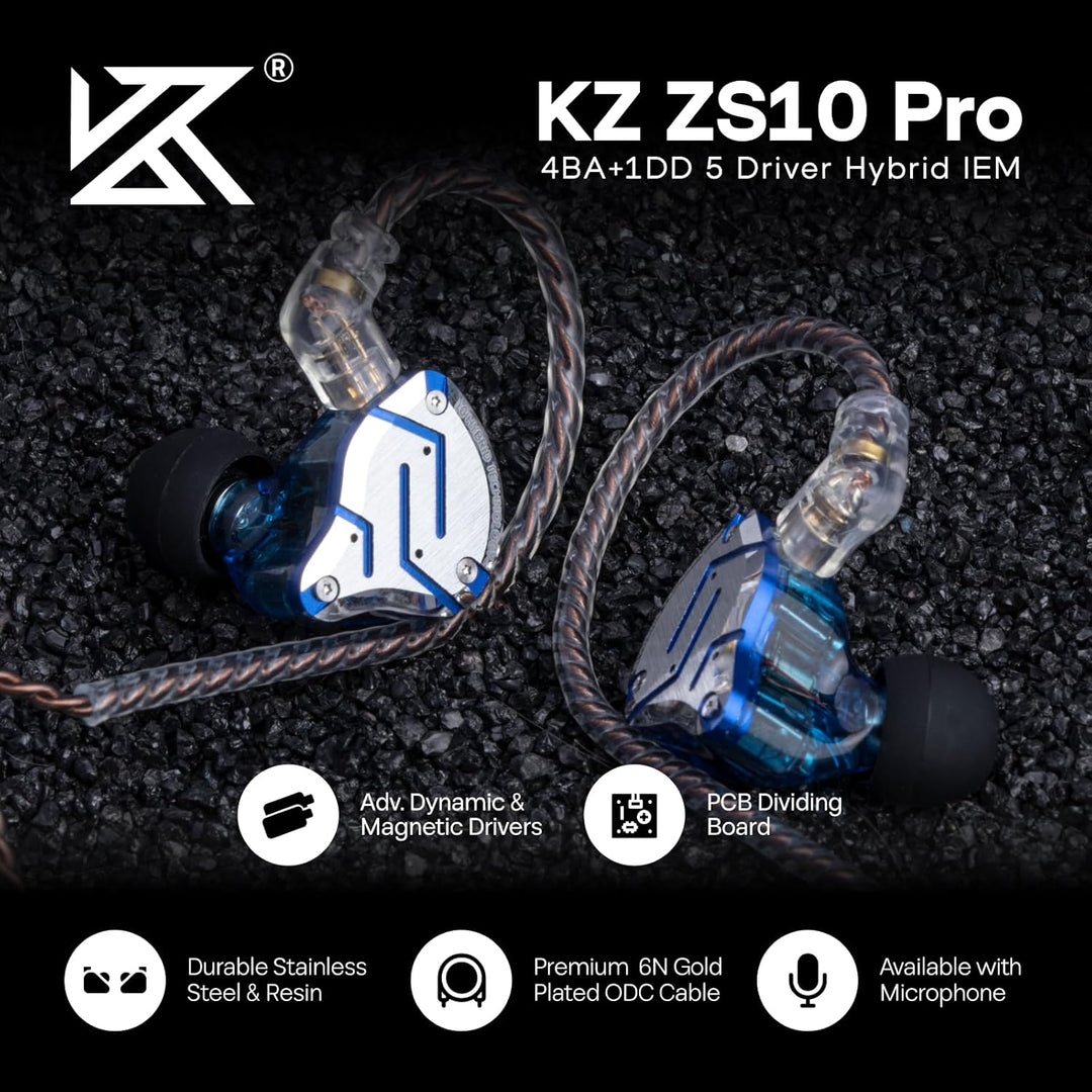 Linsoul KZ ZS10 Pro, auriculares intrauditivos HiFi con 5 controlad...