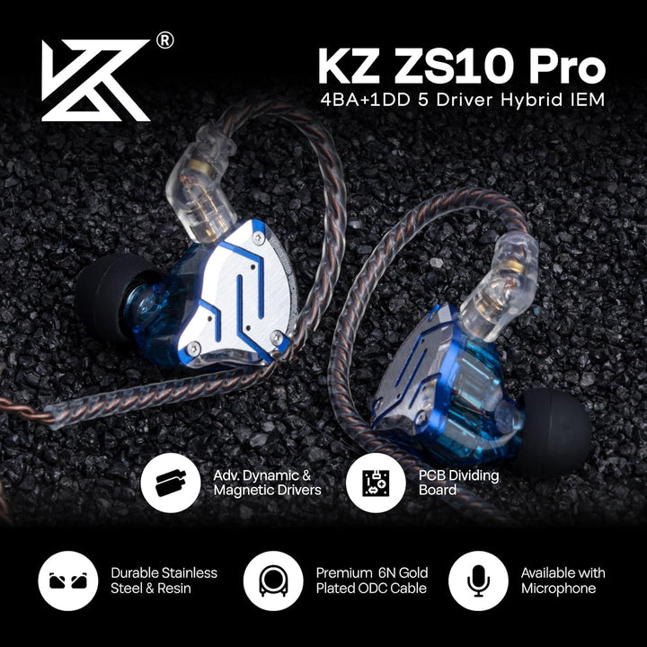 Linsoul KZ ZS10 Pro, auriculares intrauditivos HiFi con 5 controlad...