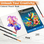 H & B Kit de dibujo de 148 lápices de colores para adultos con cuaderno de