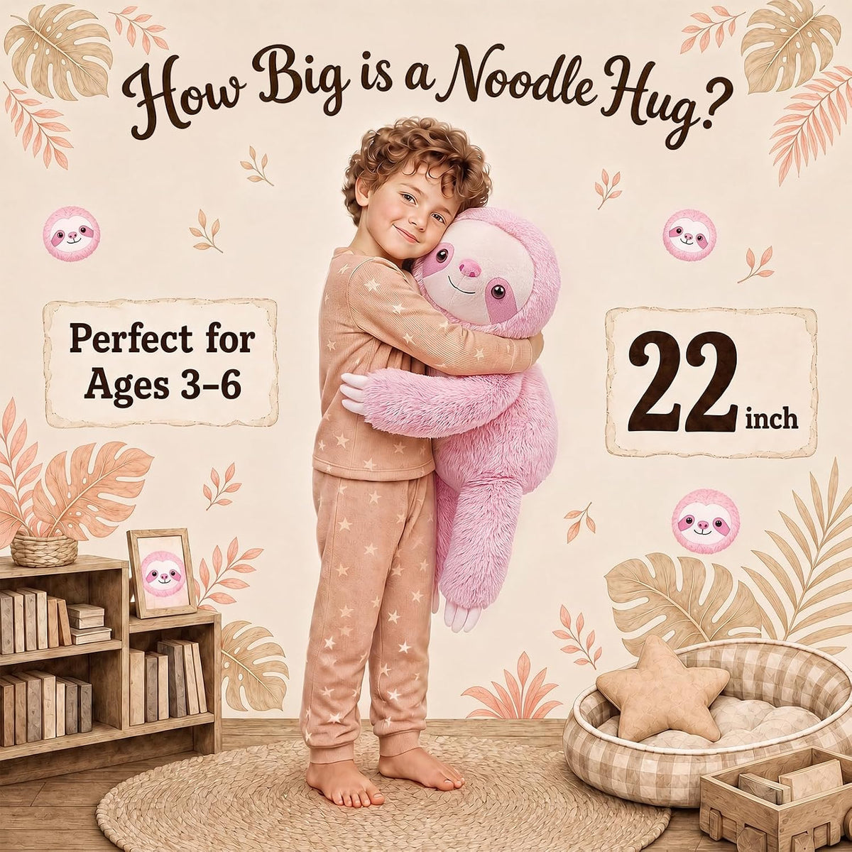 gnomantic Animales de peluche con peso de perezoso, almohada de felpa para
