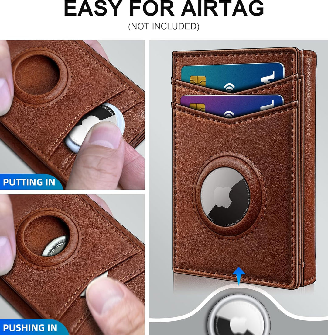 Cartera miyozi Airtag para hombre, con bolsillo para efectivo, 2 ve...