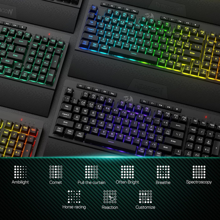 Redragon K515 PRO Shiva RGB - Teclado para videojuegos con membrana...