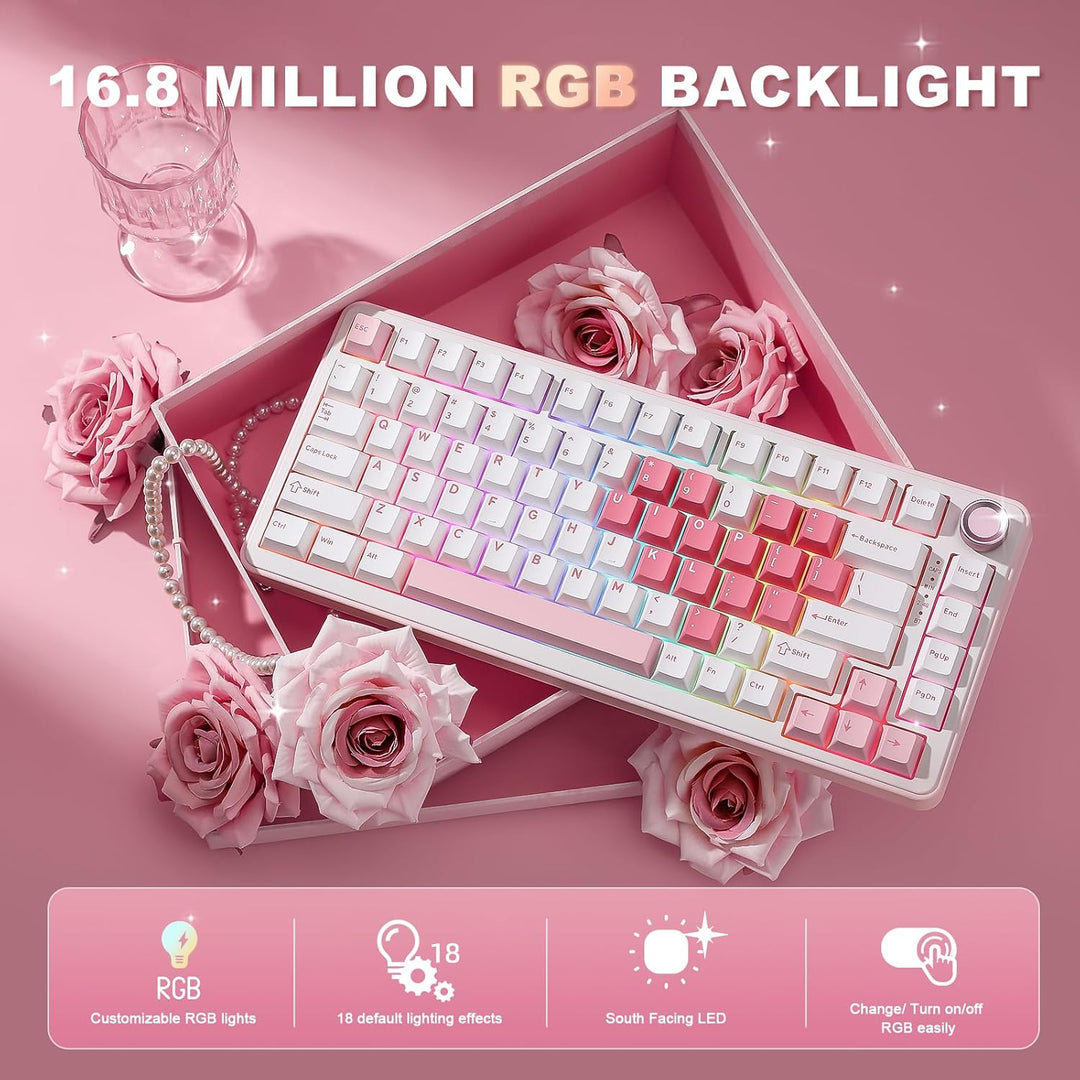 YUNZII B75 PRO Teclado mecánico inalámbrico, diseño 75% con perilla...