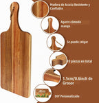 12 paquetes de tablas de cortar de madera de acacia, tabla de cortar lisa de 12 x 6 pulgadas con asas, tabla de cortar de madera para cocina, tabla de cortar a granel con cuerda y cinta a cuadros para verduras, carne, pizza, queso, pan de frutas