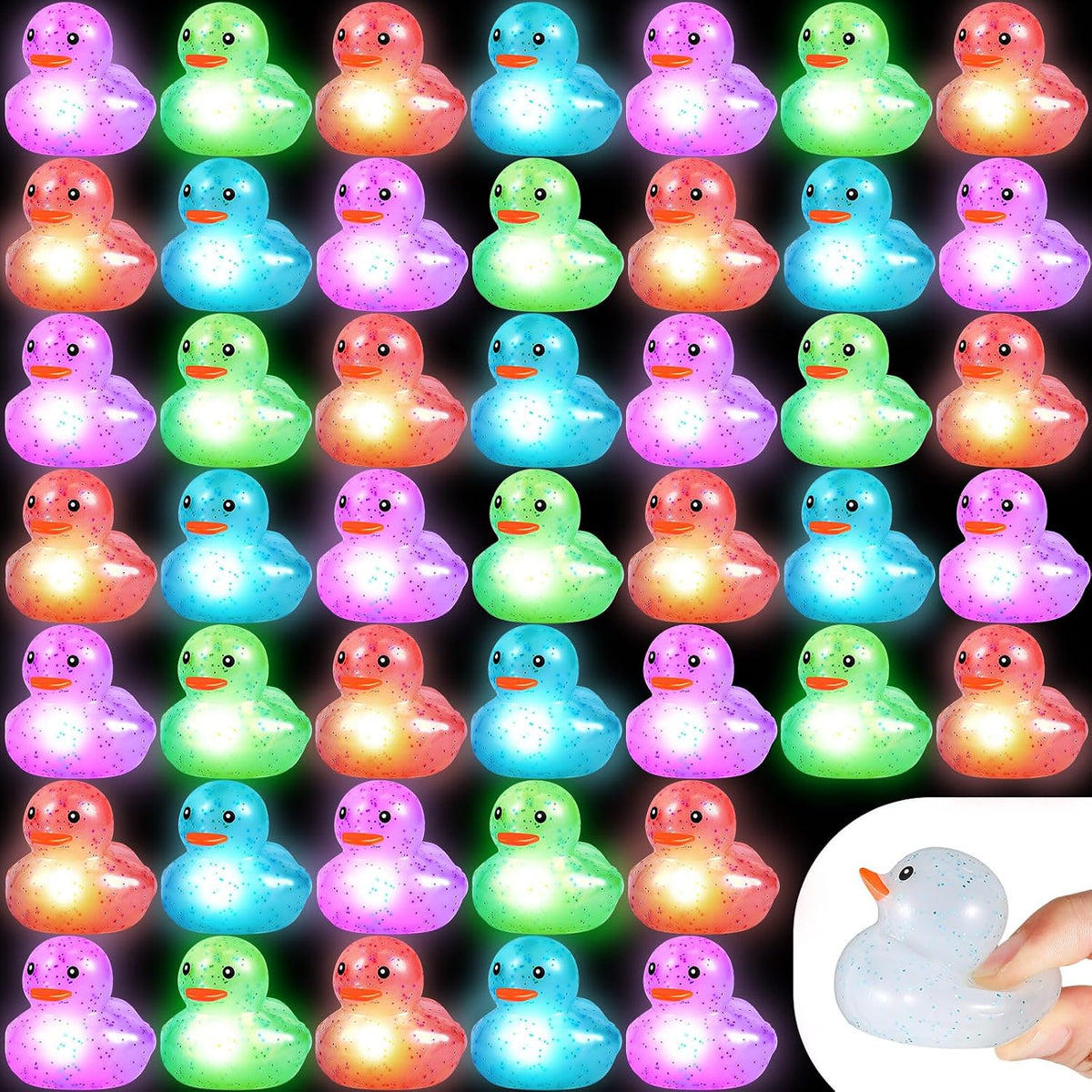 Deekin 48 patos de goma con luz LED a granel de 2 pulgadas que brillan en