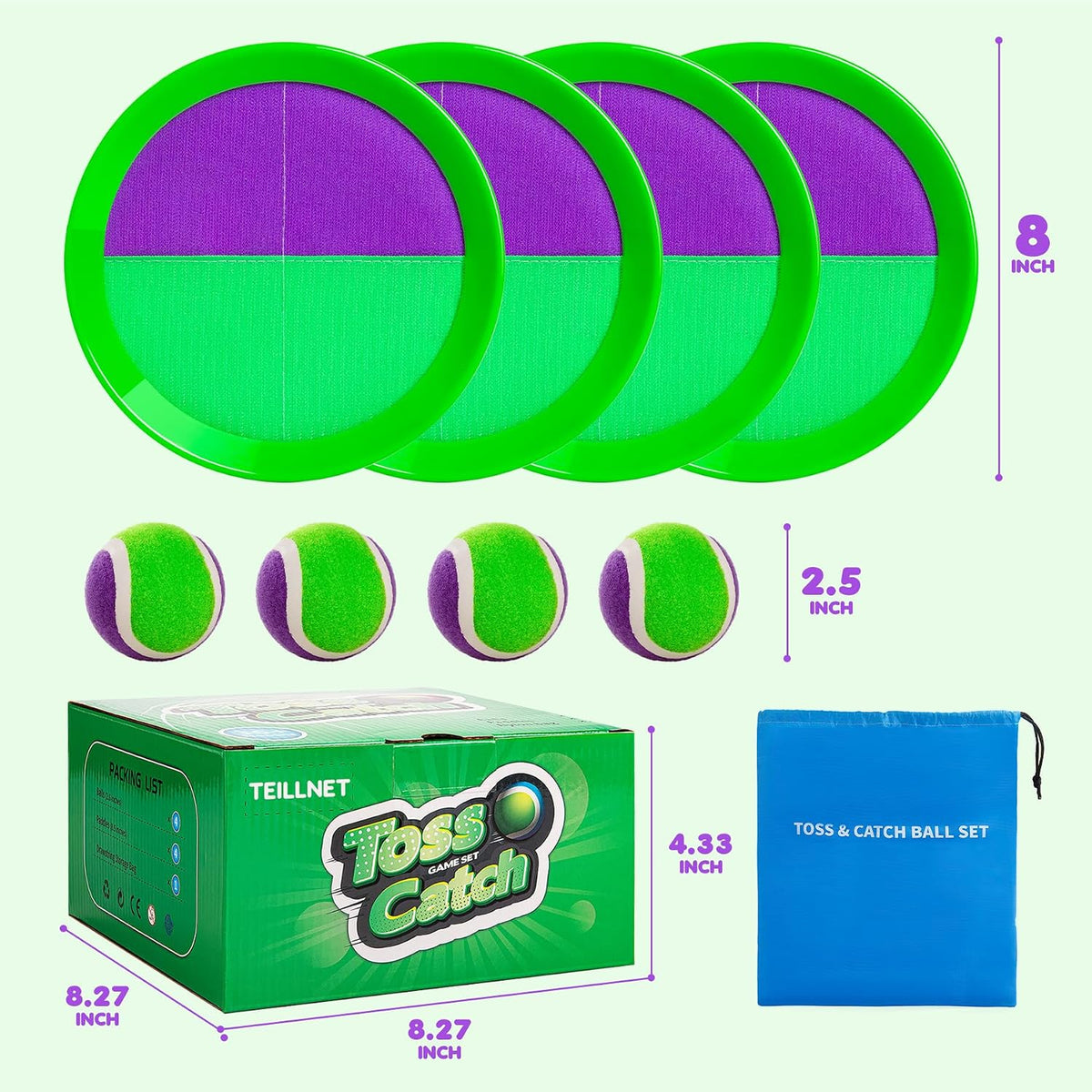 Juego de pelotas para lanzar y atrapar mejoradas – Juguetes de playa al aire libre Juegos de béisbol – Resistente y resistente al agua para el patio de la piscina – Regalo clásico para niños