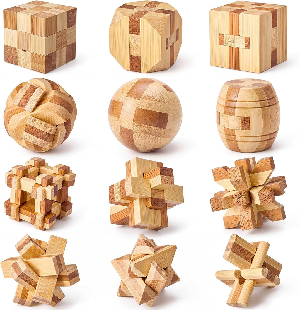 12 rompecabezas de madera para adultos, A-12 piezas