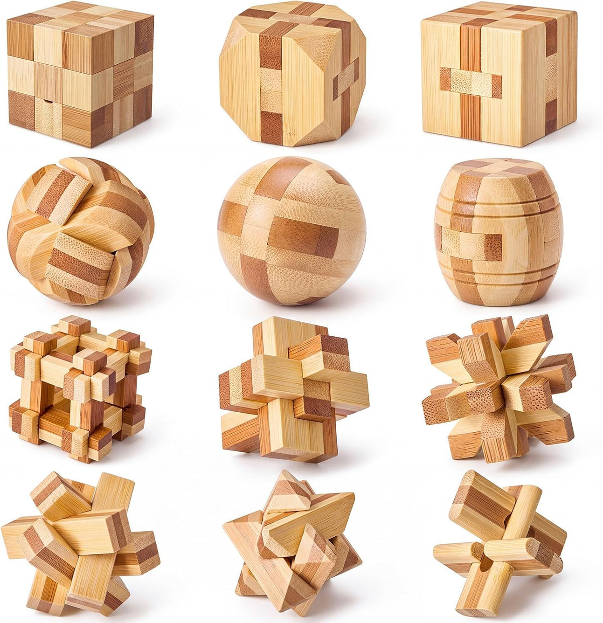12 rompecabezas de madera para adultos, A-12 piezas