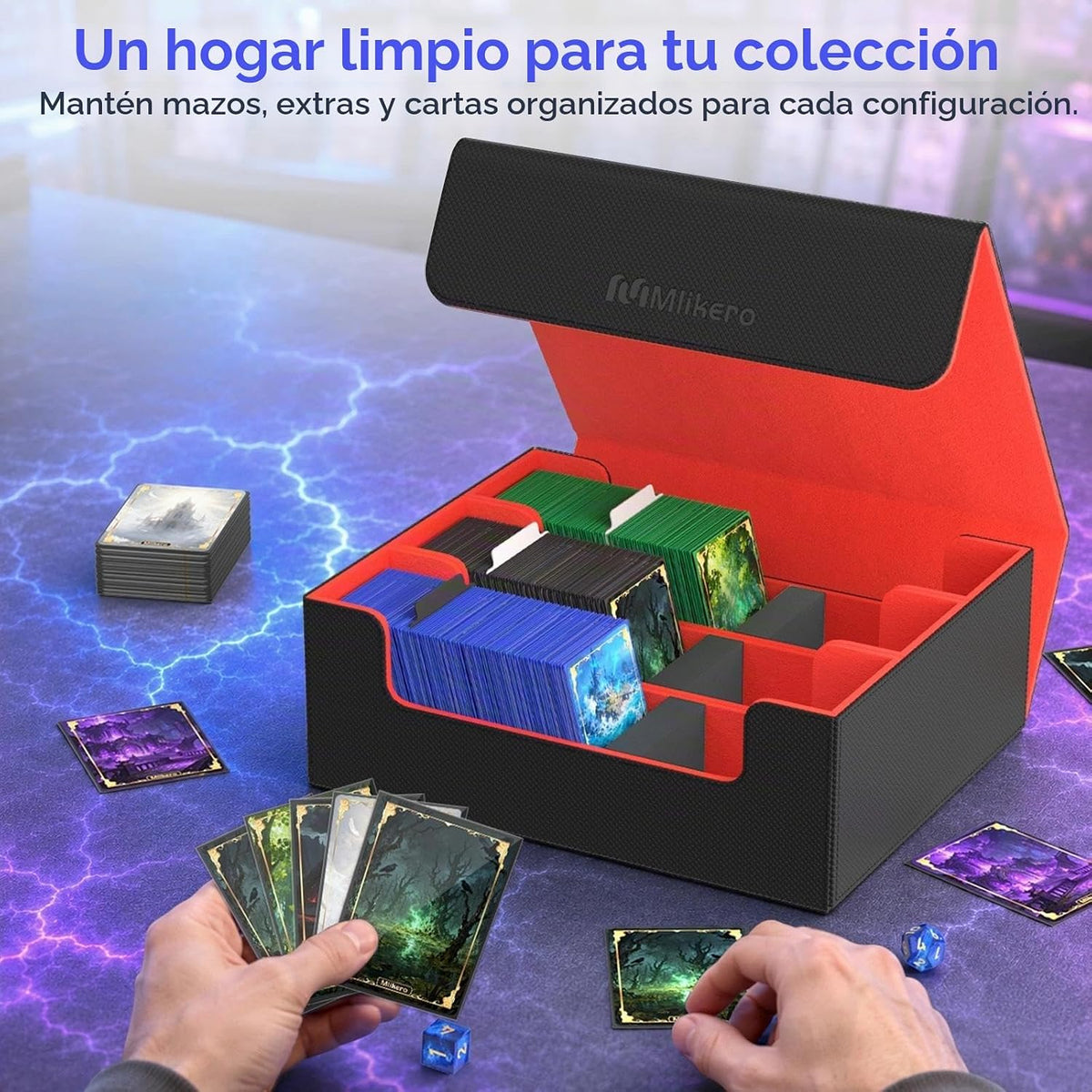 Mlikero Caja de almacenamiento de tarjetas coleccionables, almacenamiento de tarjetas a granel para más de 1800 tarjetas con funda, organizador de tarjetas de cierre magnético de piel sintética con 10