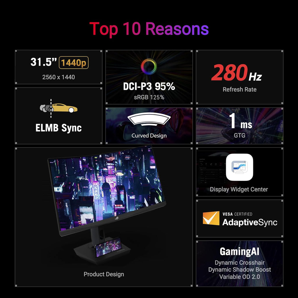 ASUS ROG Strix Monitor de juegos HDR400 curvado USB-C de 32 pulgada...