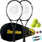Raquetas de tenis Senston para adultos de 27 pulgadas - Juego de raquetas de tenis para 2 jugadores con 3 pelotas, 2 empuñaduras, 2 amortiguadores de vibración