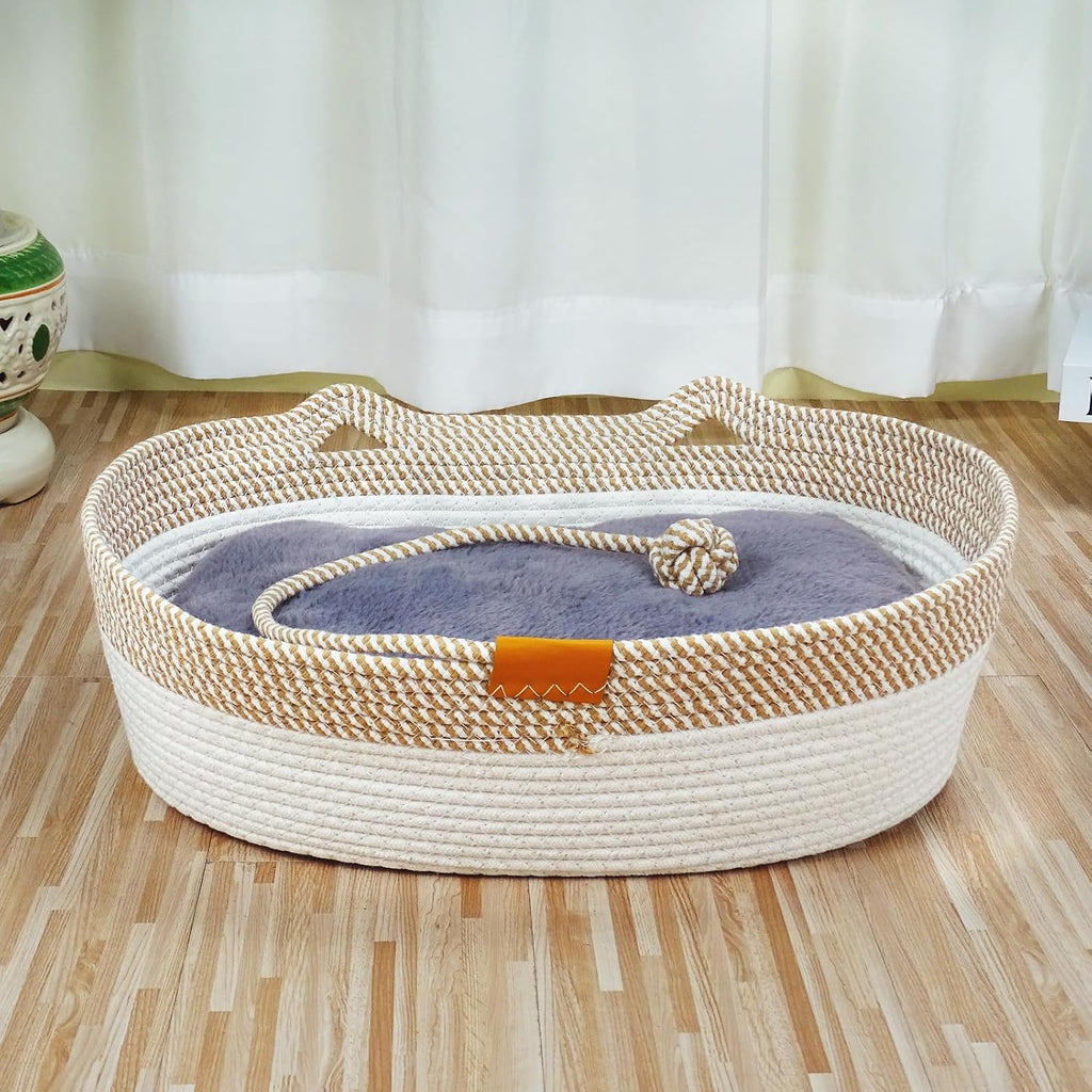 Cama de cuerda para gatos, cesta de cama para gatos con