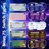 X Aula Nova75 - Teclado mecánico inalámbrico cremoso con pantalla d...