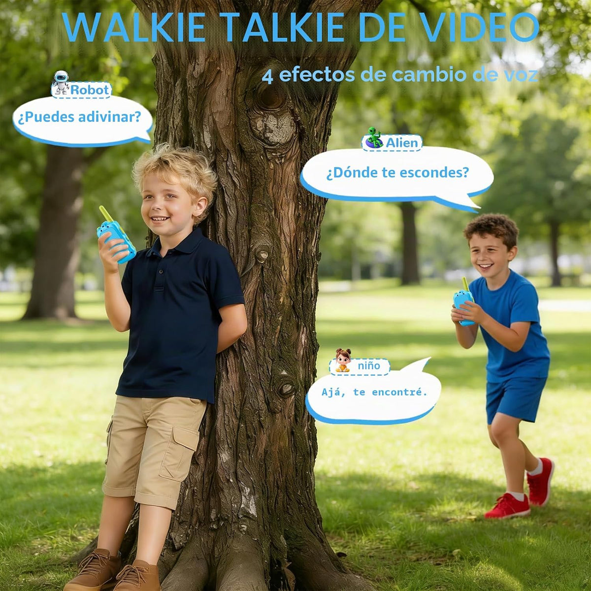 Startcan Walkie Talkies de video para niños, paquete de 2 juguetes recargables de videollamada, juguetes para interiores y exteriores, regalos de cumpleaños de Navidad para niños de 3 a 8 años en