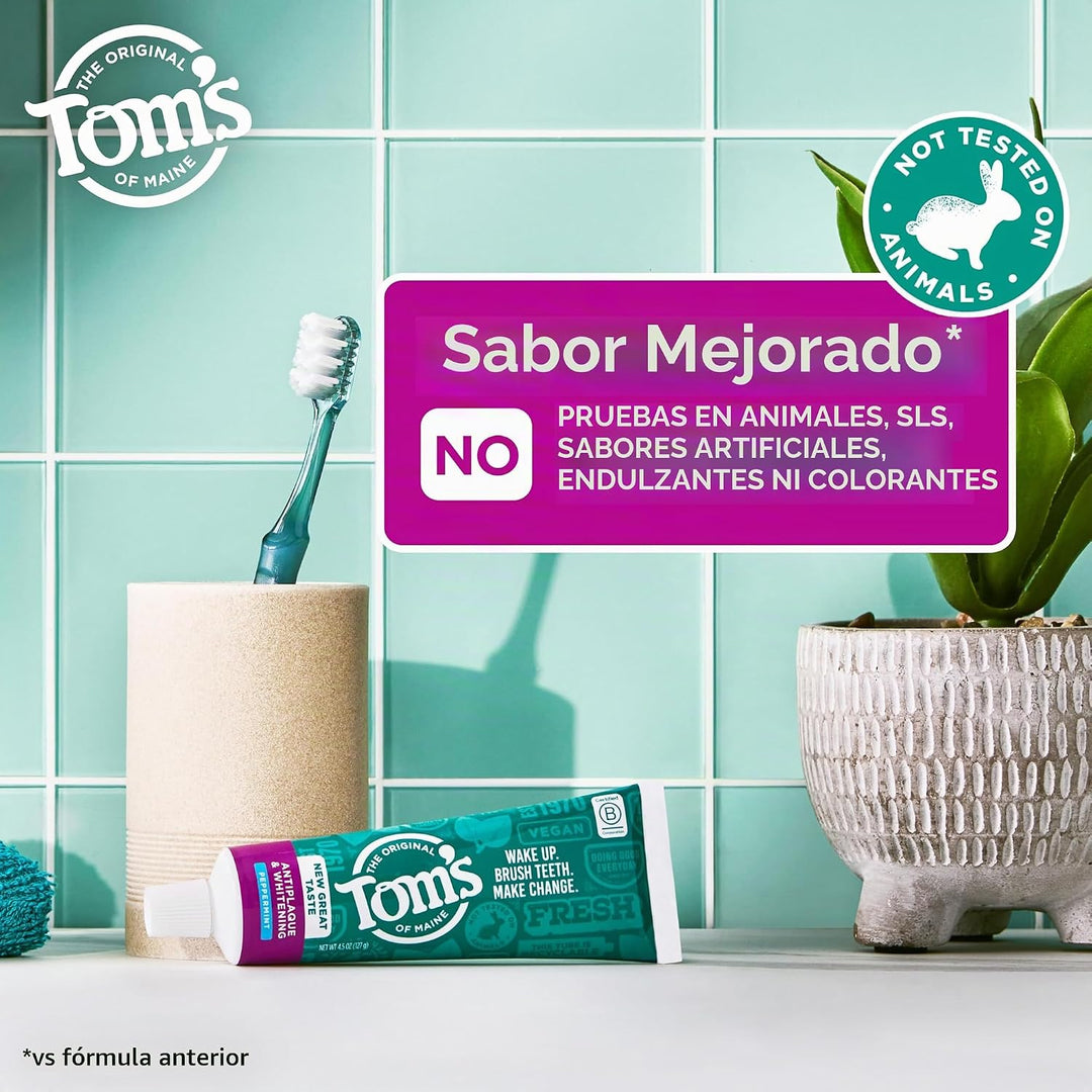 Pasta dental sin fluoruro de blanqueamiento y antiplacas de Tom's o...