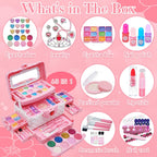 Juego de maquillaje para niños de 5 a 8 años, 68 piezas de maquillaje para niñas