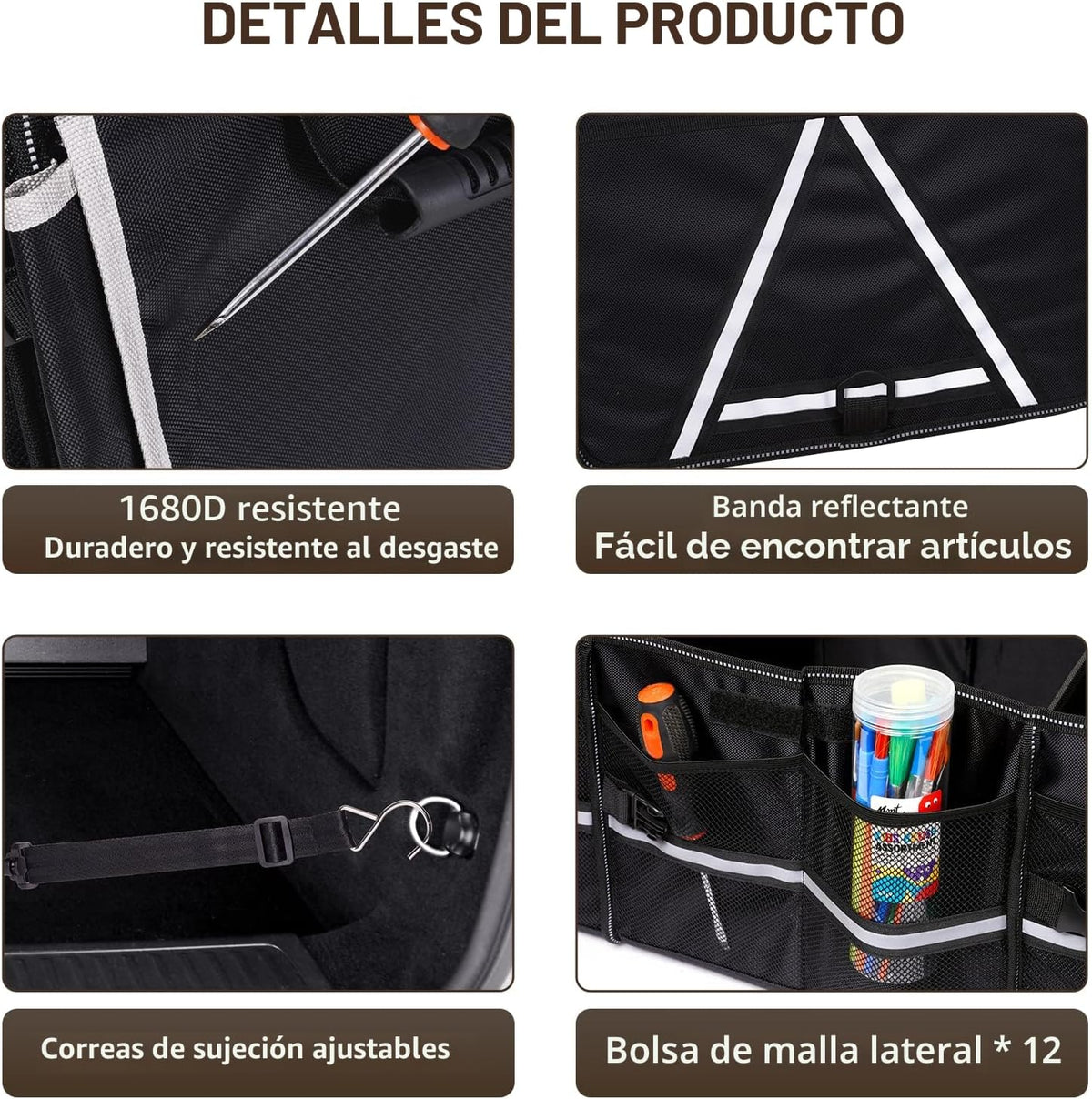 HIRALIY 75L Organizador de maletero de coche para SUV con bolsa de